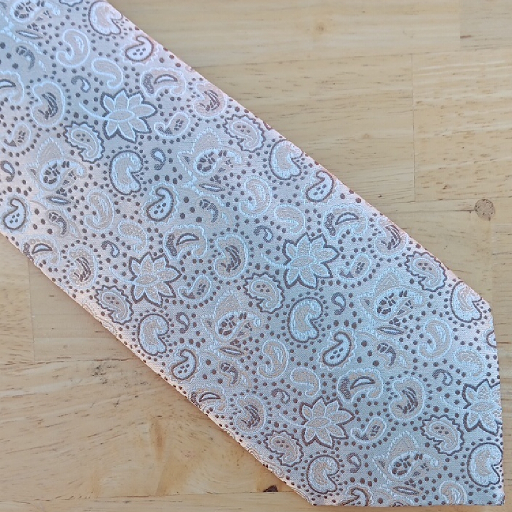 Rosso Fiorentino Classic Paisley Men's Tie - Cream and Brown